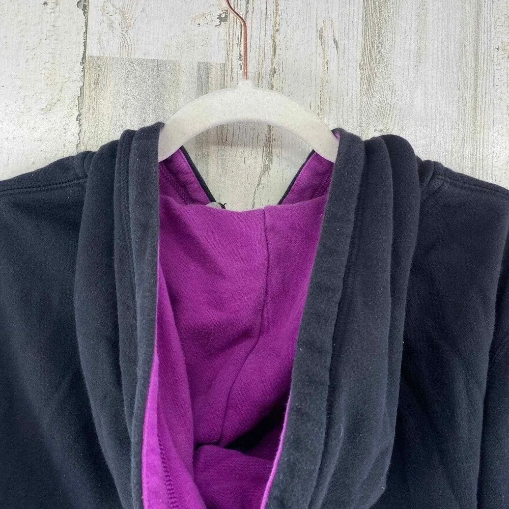 Nike Full Zip Streetwear Hoodie Jacket Womens XL Black Purple Spellout Pockets